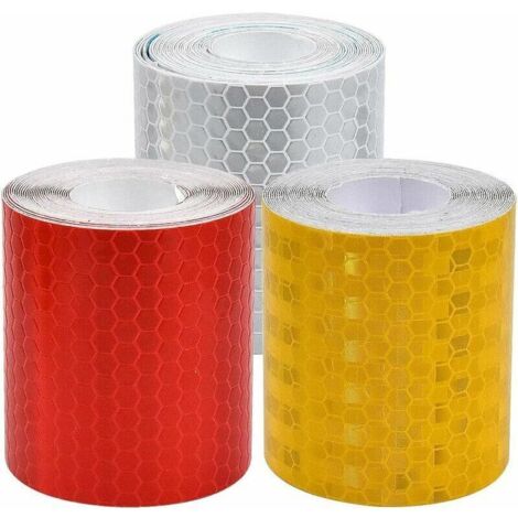 Bande Réfléchissante, Sécurité Ruban Adhésif 3 Rouleau de Ruban de Signalization Autocollants de Réflecteur pour Véhicules VéLo Casque Motocyclettes, 3 Couleurs, 5 cm X 3 Mètres - (1/5)