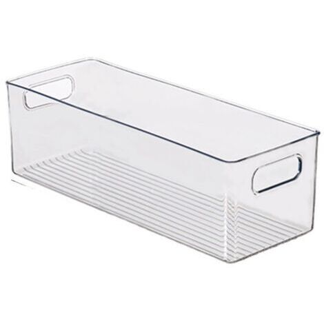 Cabinet/Kitchen Boîte de Rangement, Moyen Bac pour Réfrigérateur en Plastique, Longue Boîte, Transparent (1/5)