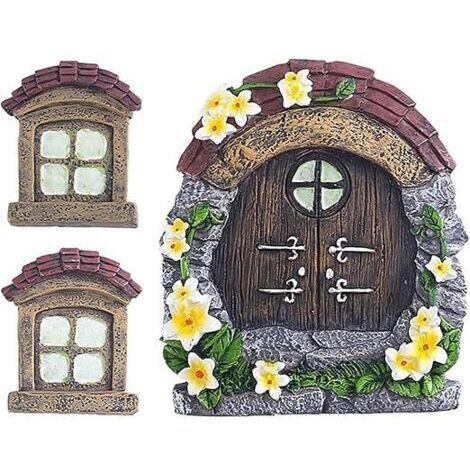 Fées Porte de Jardin Porte Miniature pour Arbres Accessoires Maison Arbre Décoration Portes de fées (Tuiles) (1/5)