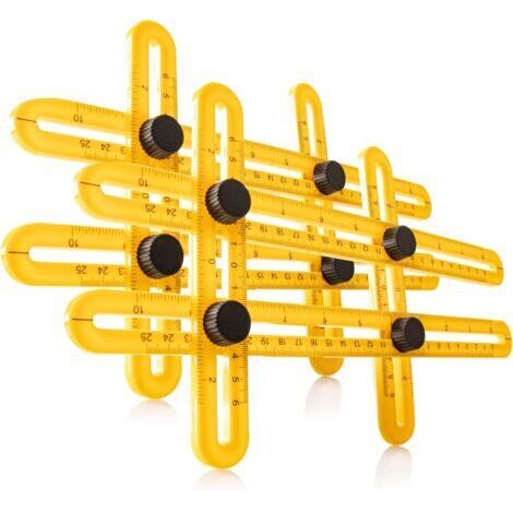(2 pièces - Jaune) Gabarit d'angle 2X - Multi-Angle - règle multifonctionnelle à 8 côtés - Outil de Mesure d'angle - Plage de Mesure