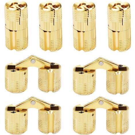 Charnières Cylindriques 8 pièces Charnière Cachée en Laiton 180 ° Angle D'ouverture Invisible Barrel Hinge Remplacement pour DIY Boîte À Bijoux Main (1/5)