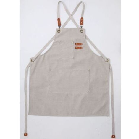 (Beige)Tablier Cuisine Homme Tabliers en Toile avec 3 Poches Imperméable et Réglable Apron pour Barbecue, Restaurant,Jardin, Charpentier,78 x 68cm (1/4)