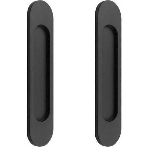 (Noir) Lot de 2 poignées de porte coulissante ovales autocollantes pour portes coulissantes de grange, fenêtres, armoires (1/5)