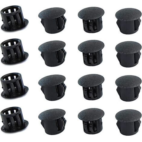Bouchons ronds en plastique (noirs, 8mm), 20 pièces, couvercles de trous de meubles, couvercles de trous en plastique, bouchons de perçage pour serrures de trous de meubles (1/5)