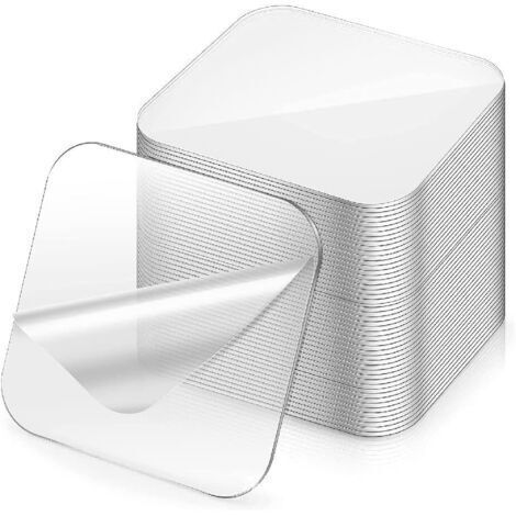 Ruban Adhésif Double Face Extra Fort, 30 Pièces Ruban adhésif réutilisable transparent lavable Nano et multifonctionnel, Pour divers objets dans Voitures, Cuisine, Domicile ou Bureau,6 X 6cm (1/5)