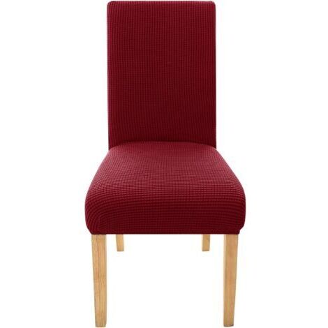 Housse de chaise de mariage en jacquard extensible, lavable, bon marché, pour salle à manger, intérieur, rouge (1/3)