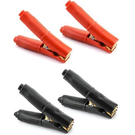 Paquet de 4 pinces crocodiles en cuivre pur 100A (2 pièces noires 2 pièces rouges), pinces de démarrage de chargeur de batterie, démarreur rapide de voiture camion (1/5)