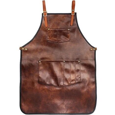 Tablier de chef pour hommes femmes tablier en cuir imperméable avec poches sangles croisées pour cuisine barbecue cuisine barbier Barista tablier travail manue (Style 1) (1/5)