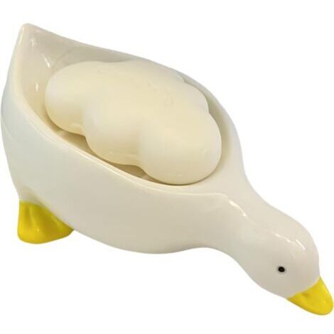 Joli porte-savon en céramique en forme de canard, auto-drainant, adapté à la douche, à la salle de bain, à la baignoire, à la cuisine et à l'évier (1/5)