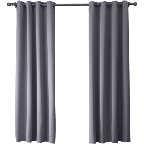 Rideau Salon Occultant Isolant Thermique Rideaux à Oeillets Solid Lourd Décoration de Fenêtre pour Chambre, Bloquer Lumineux & Froid Prêt à Poser, L 132 x H 160 cm, Gris, 2 Panneau (1/5)