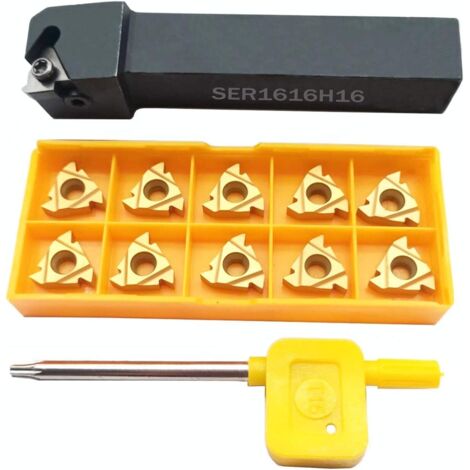 Memkey – Porte-outil de tournage en carbure de tungstène 5/8' SER1616H16 – 10 lames AG60 BP010 – Acier et carbure – Usinage haute précision