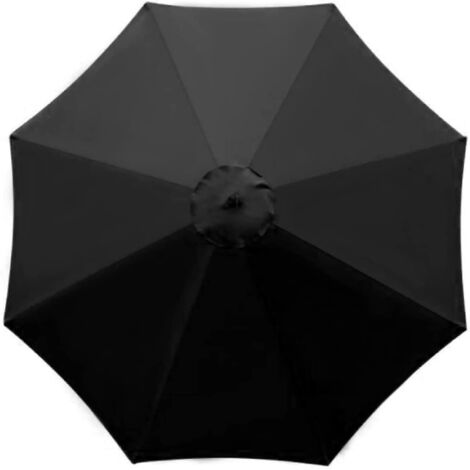 Housse de Rechange pour Parasol, 8 Baleines, 3 m, imperméable, Anti-UV, Tissu de Rechange, Noir (1/4)