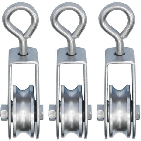 Memkey – Lot de 3 mini poulies avec roulements à billes – Charge 30kg – Ø 28mm pour corde de 6mm – Acier galvanisé antirouille (1/5)