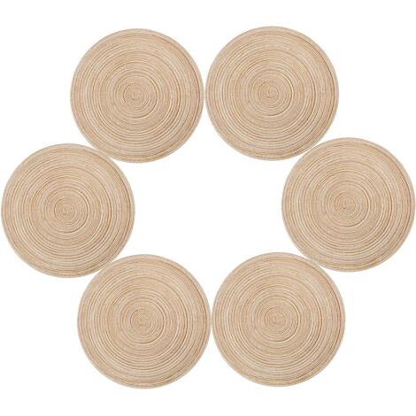 Memkey – Sets de table ronds 35cm – Lot de 6 en polypropylène et coton – Résistants à la chaleur jusqu'à 70℃ – Antidérapants et lavables