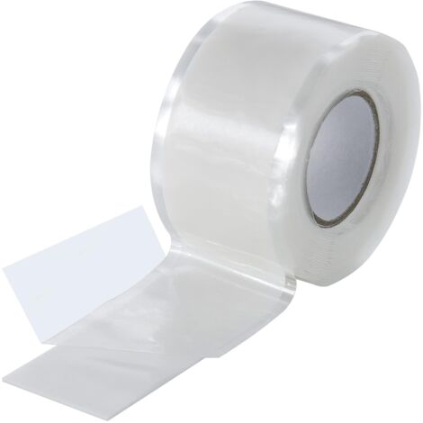 1x 3m Ruban en silicone auto-fusionant (auto amalgamant, auto-vulcanisant), Ruban isolant et Bande d'étanchéité (eau, air), 25 mm de large, blanc (1/3)
