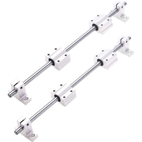 Memkey – Lot de 2 arbres linéaires 500 mm Ø 8 mm – Guide linéaire horizontal avec roulements à billes – Supports SK8 et blocs SCS8UU inclus (1/5)