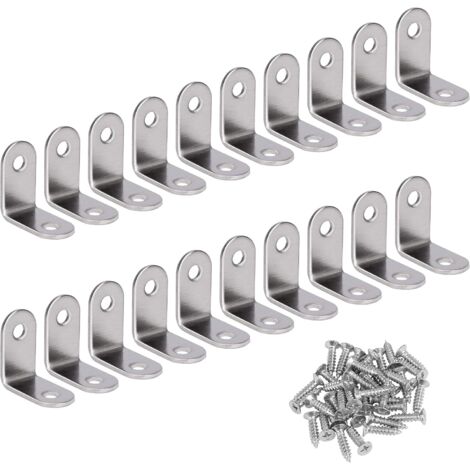 Angle Droit Support Inox 90 Degrés Support De Coin support d'angle en forme de L Fixation Équerre Livré Avec Vis Argent 20 Pièces 30 30 16mm (1/5)