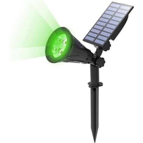 Lampe Solaire Extérieur, Solaire Projecteur, Extérieur sans Fil Etanche IP65 Lampe Jardin avec Panneau Solaire 180° Réglable Spot Solaire Extérieur pour Cour, Extérieur, Chemin, Allé. (Vert) (1/6)