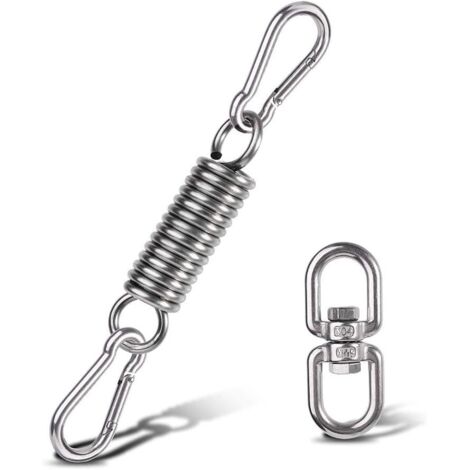 Kit de Suspension pour Hamac, Ressort pour Chaises-Hamac avec Mousquetons et Anneau Rotatif, Accessoire pour Chaise Hamac, pour Chaises de Porche Balançoires à Suspendre Crochets de Suspension (1/5)