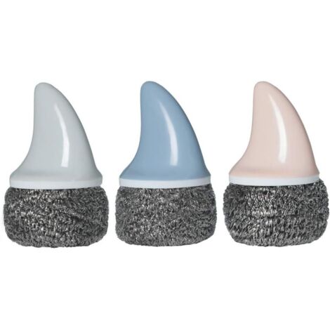 3 Pièces en Acier Inoxydable Fil Éponges avec Aileron de Requin Poignée en Acier Brosse De Nettoyage Remplaçable Métal Laveur Récureur pour Laver La Vaisselle Pan Bols (1/5)