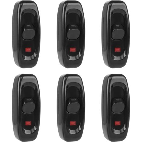6pcs Interrupteur Lampe, Interrupteur à Bascule 250 V 10 A Ligne Cordon Interrupteur à Touche Basculante Interrupteur Intermédiaire Avec Voyant Led (Noir) (1/5)