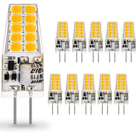 Ampoule LED G4,2W équivalent à une Lampe Halogène 20W,Ampoules LED G4 Blanc Chaud 3000K 220LM,Non Dimmable AC/DC 12V 360 Degrés,10 pièces [Classe énergétique E] (1/4)