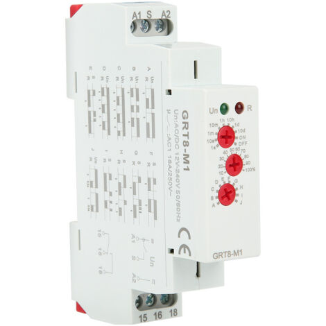 Memkey – Relais temporisé 10 fonctions 35MM – Montage rail DIN – AC/DC 12V 240V – Plage de réglage 0,1s à 10 jours – Indicateurs LED - 50-60Hz