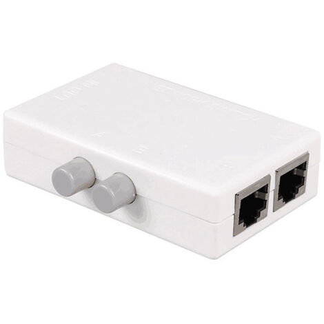 RJ45 commutateur Sélecteur de Splitter, 2 ports réseau commutateur Sélecteur de Splitter hub) 1-Out ou 1 entrée 2-out 100 m T 2 voies RJ45 Ethernet réseau Sinloon Push Button Métal Mini Switch Box (1/5)