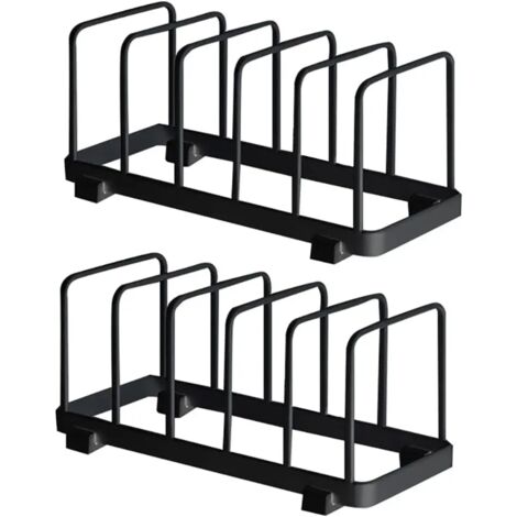 Assiette Organisateur, Égouttoir à Vaisselle, Supports à Assiettes, Organisateur d'Étagère à Assiettes, Rangement de Planche à Découper pour Cuisine Comptoir Placard (Noir, 2 Pièces) (1/4)