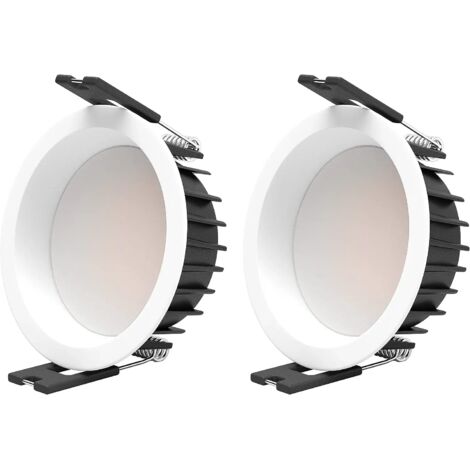 2PCS LED spot encastré 7W 3000K Spot led encastrable CRI 90+ Pas de scintillement Spot intérieur LED plafon,Angle de faisceau 100°,trou encastré Ø85 mm,éclairage plafond, Applique de Plafond [Classe é (1/5)