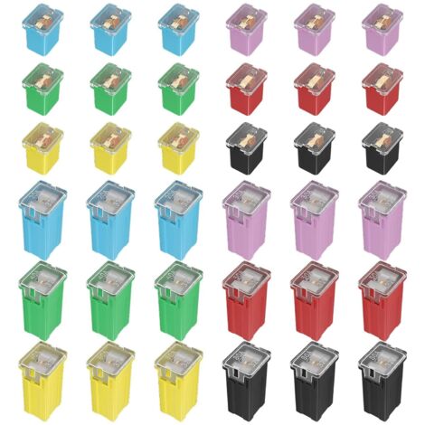 Assortiment de 36 fusibles pour automobiles, standard et bas profil (20 A, 30 A, 40 A, 50 A, 60 A, 80 A) pour camionnettes Ford, Chevrolet, GM, Nissan et Toyota, voitures, SUV