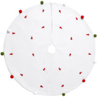 Christmas tree skirt 48 inches white red and green embellished Christmas tree skirt suitable for Christmas party home decoration