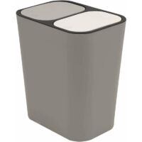 Double Recyclage Poubelle Poubelle Boîte De Rangement Conteneur Rectangle Plastique Bouton-Poussoir Double Compartiment pour Cuisine Bureau Maison Gris