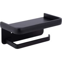 Wall Mounted Toilet Paper Holder Aluminum Roll Holder Toilet Paper Holder with Storage Shelf Black