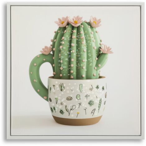 LACQUERED CANVAS PRINT WITH FRAME CACTUS JAR -B- CM 40X2,8X40