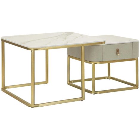 COFFEE TABLES BEAUTRY SET 2 PCS CM 70X70X48-50X50X43,5 (1/4)