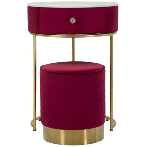 NIGHTSTAND/DRESSING TABLE WITH PUFF RED VELLIT CM Ø 52x70 - 36x39 (1/5)
