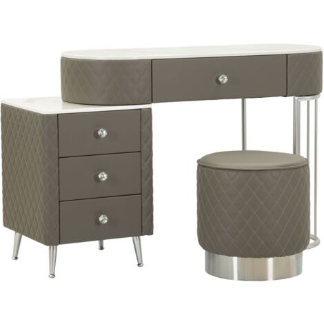 BED DESK SHARON GREY WITH STOOL SILVER LEGS CM 120X40X75 (STOOL SIZE Ø36X39) (1/5)