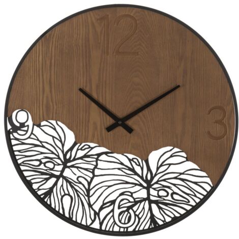 WALL CLOCK WOOD/LEAF CM Ø 60X2 (1/5)