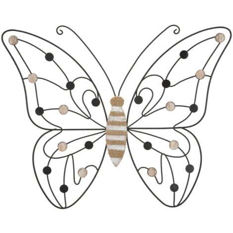 IRON/WOOD WALL PANEL BUTTERFLY CM 39,5X1,5X33,5 MIN 2 (1/5)