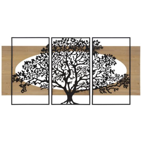 WALL PANEL TREE IRON AND WOOD SET 3 PCS CM 176X2X90 (63X2X90-50X2X90) (1/5)