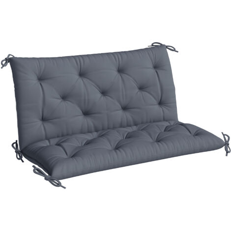 Outsunny Coussin de banc matelas assise dossier pour banc de jardin coussin balancelle canapé 3 places grand confort 100 x 98 x 8 cm gris-Gris