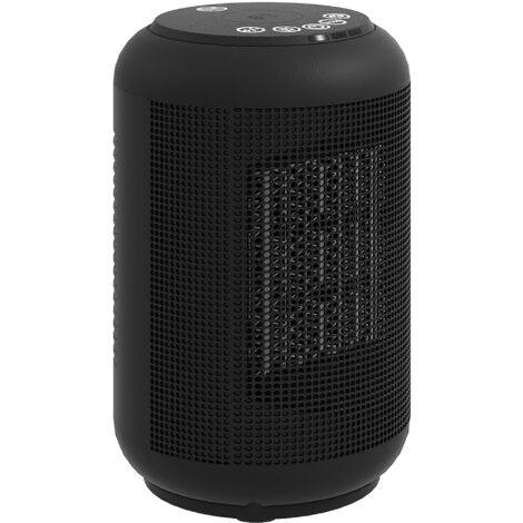 Chauffage d'appoint céramique PTC, radiateur électrique soufflant 1500 W, thermostat réglable, 14 x 14 x 21,5 cm, noir-Noir