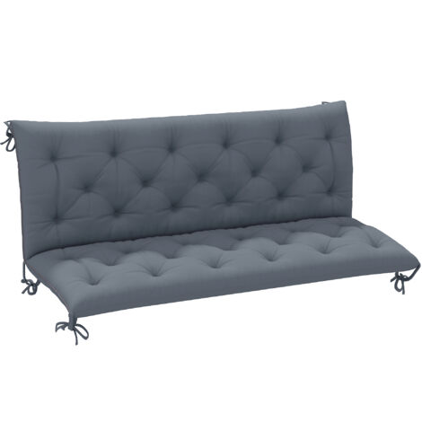 Outsunny Coussin de banc matelas assise dossier pour banc de jardin coussin balancelle canapé 3 places grand confort 150 x 98 x 8 cm gris-Gris