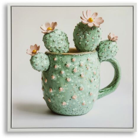 LACQUERED CANVAS PRINT WITH FRAME CACTUS JAR -C- CM 40X2,8X40
