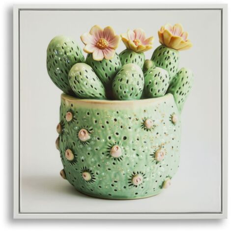 LACQUERED CANVAS PRINT WITH FRAME CACTUS JAR -H- CM 40X2,8X40