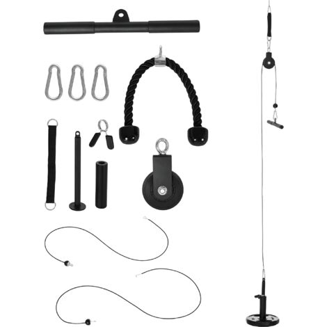 Système de poulie d'entraînement des triceps pour traction LAT biceps, triceps, épaules, dos, avant-bras-Noir (1/5)