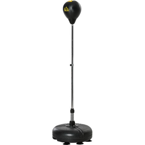 Punching ball sur pied réglable hauteur 133 -151 cm, sac de frappe sur pied 2 gants base lesté 45 x 45 x 133-151 cm noir-Noir (1/5)