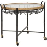 COFFEE TABLE CEBU WITH GLASS AND WELLS CM 70,5X65X57