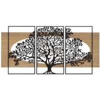 WALL PANEL TREE IRON AND WOOD SET 3 PCS CM 176X2X90 (63X2X90-50X2X90)